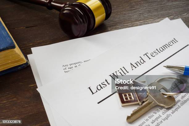 Last Will And Testament Papers And Key As Symbol Of Property Stock Photo - Download Image Now