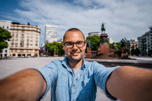 istock Tourist selfie on Plaza San Martin 1313324220