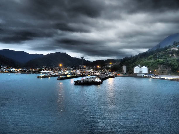 Cloudy over Picton Harbour View of Picton harbor from the boat picton new zealand stock pictures, royalty-free photos & images