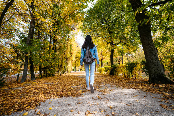 Woman walking in a park