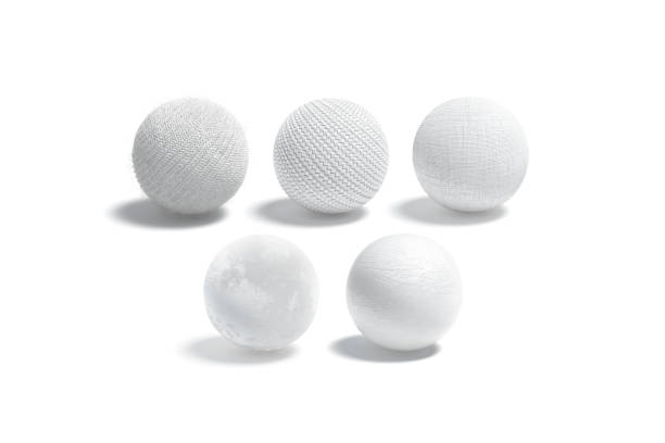 istock Blank white wicker, knitted, canvas, velvet and leather ball mockup 1313325050