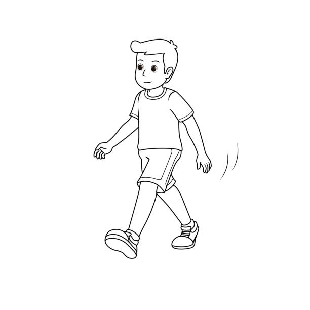 Young Adult Man Walking For Exercise Isolated On White Background Kids  Coloring Page Drawing Art First Word Flash Card Color Cartoon Character  Clipart Vector Illustration Stock Illustration - Download Image Now - iStock