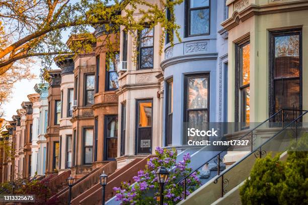 Colorful Brooklyn Brownstones Stock Photo - Download Image Now - New York City, New York State, Brooklyn - New York