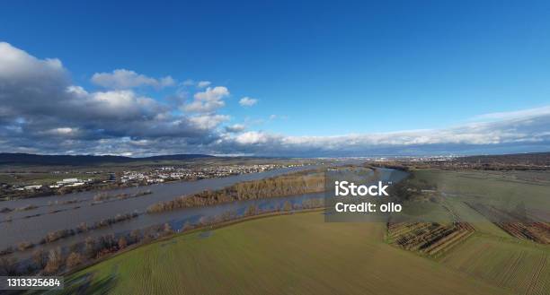 Rhine River And Flooded River Banks Rheingau Area Germany Stock Photo - Download Image Now
