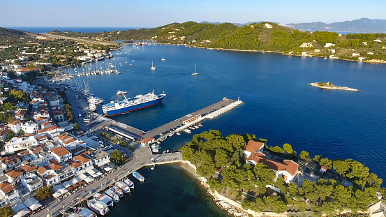 Skiathos Port, drone view.