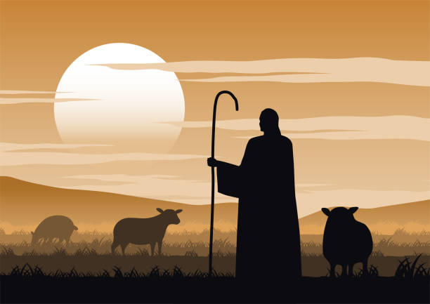 Jesus christ said about the shepherd Jesus christ said about the shepherd,vector illustration jesus christ stock illustrations