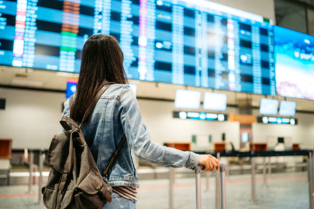 istock Tourist checking the arrival departure board 1313326696