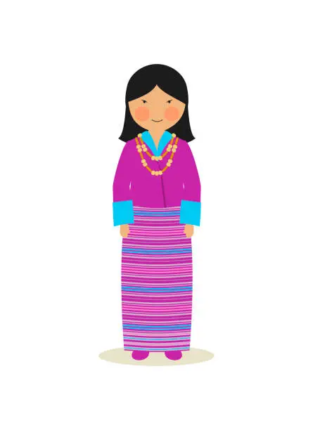 Vector illustration of Bhutan traditional clothing for women