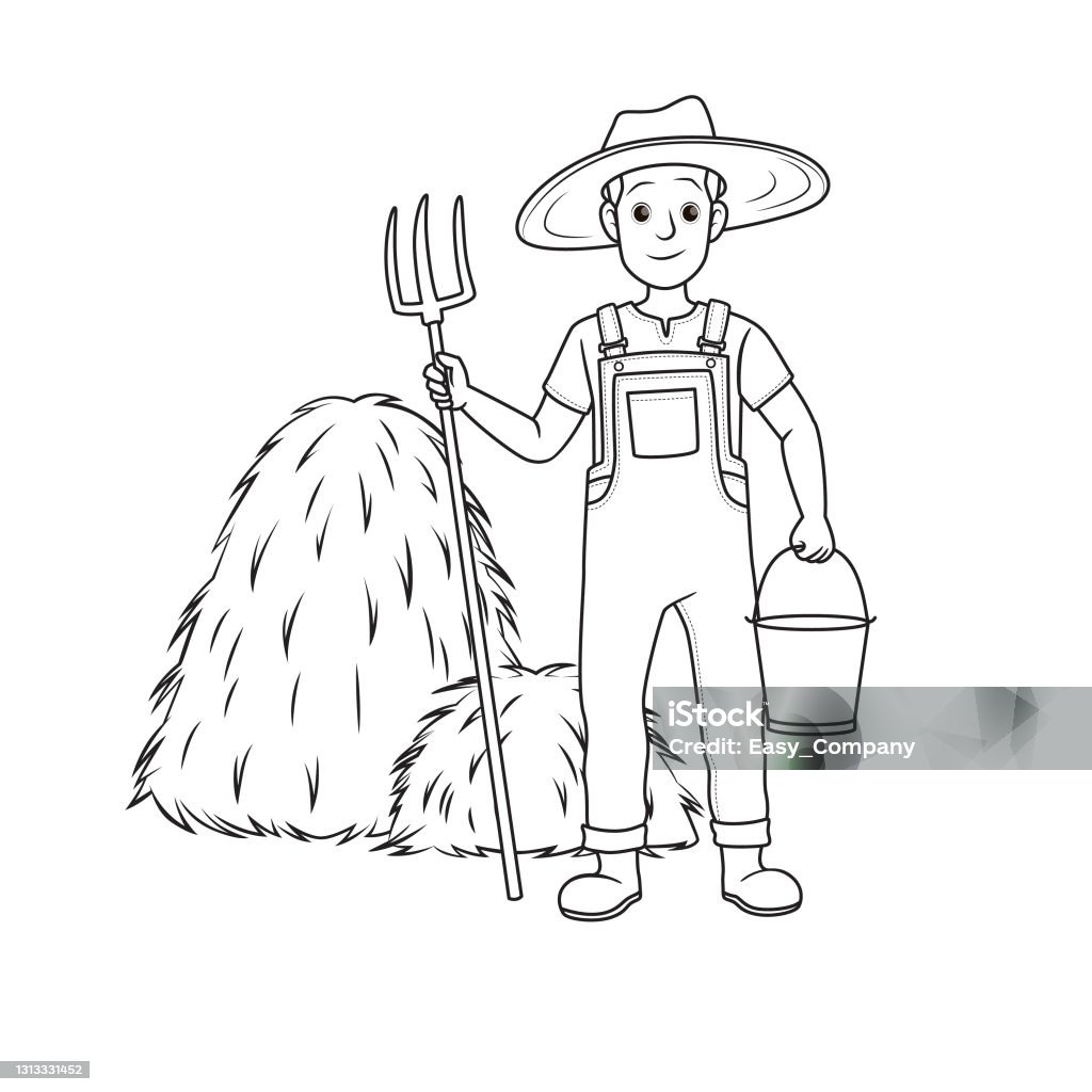 Vector Illustration Of Farmer Isolated On White Background Jobs And  Occupations Concept Cartoon Characters Education And School Kids Coloring  Page Printable Activity Worksheet Flashcard Stock Illustration - Download  Image Now - iStock