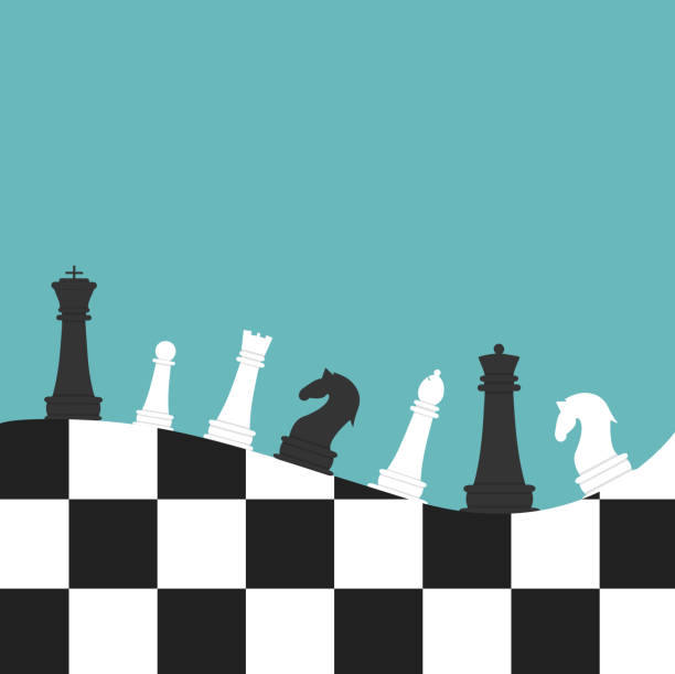 Chess on a chessboard Vector illustration of chess on a chessboard. chess rook stock illustrations