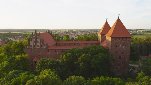 Drone view of Castle in Nidzica, Poland
