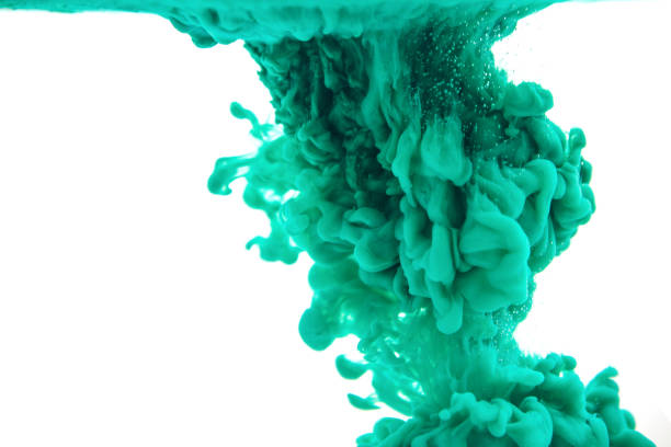 istock Abstract trendy mint or aqua menthe color ink in water 1313338420