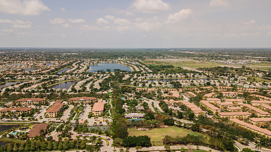 Aerial View of Housing in Wellington, Florida West Part of West Palm Beach, Florida During COVID-19 in April of 2021