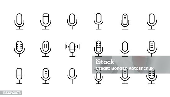 istock Microphone Icons in line style. Editable Stroke. Stock vector illustration 1313343073