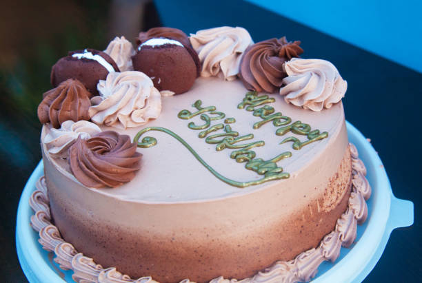 istock Sweet birthday cake on an isolated table. 1313344105