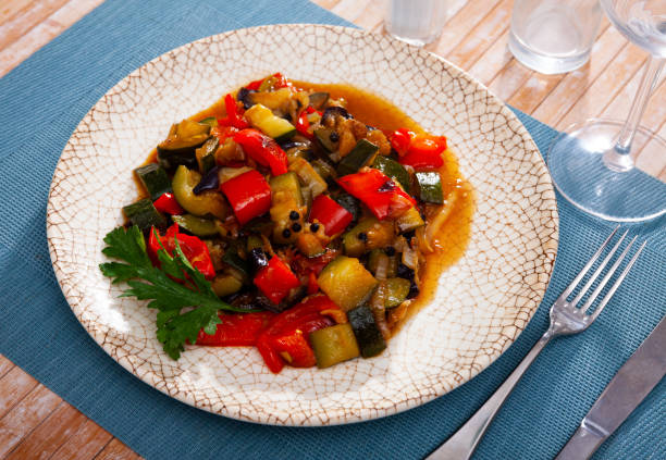 istock Stewed vegetables - bell peppers, zucchini 1313346553