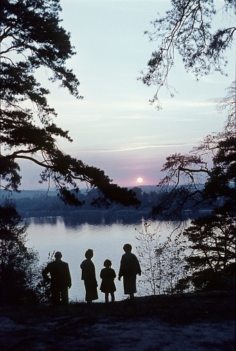 Berlin (West), Germany, 1969. Family outing on a lake.