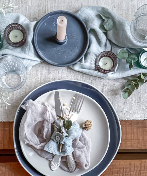 istock Close up details of table setting in vintage style. 1313348956