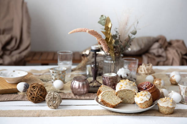 istock A beautifully set table for Easter with decorative details and pastries. 1313350395