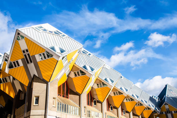 cube houses in rotterdam, netherlands. - rotterdam imagens e fotografias de stock