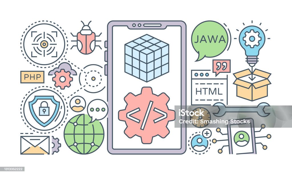 App Development Drawing App Development Stock Illustration - Download Image Now - Coding ...