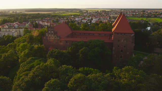 Drone view of Castle in Nidzica, Poland