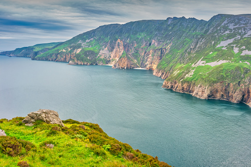 Landscape at the Slieve League cliffs along the  Wild Atlantic Way in Ireland.