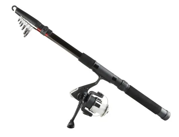 Photo of Fishing rod (Clipping Path) on the white background