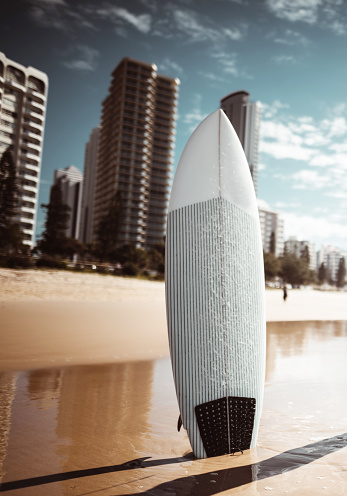 surfboard standing in australia