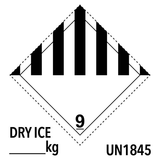 illustrazioni stock, clip art, cartoni animati e icone di tendenza di etichetta punto classe 9, ghiaccio secco di sicurezza - dry ice