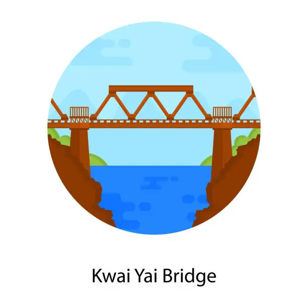 Vector illustration of Kwai yai Bridge