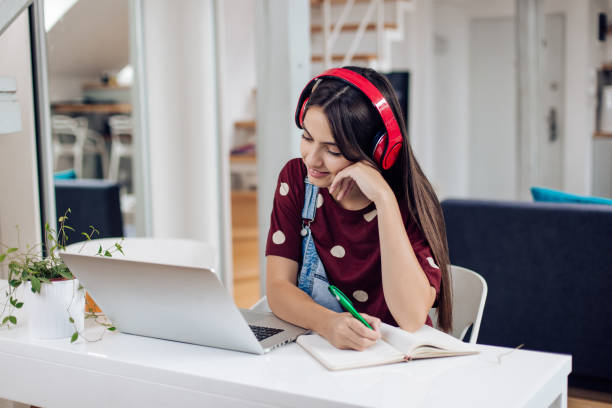 istock Girl having an online class with her university professor 1313368518