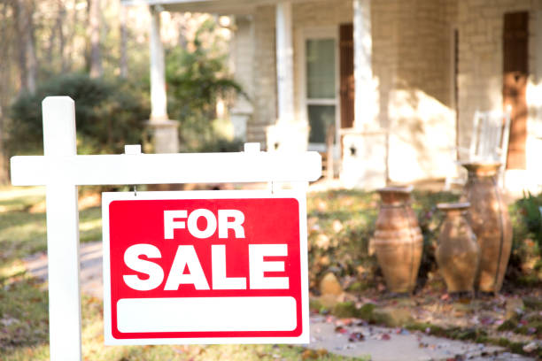 istock Home for sale with real estate sign.  Front Yard. 1313368625