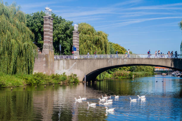 DEN BOSCH, NETHERLANDS - AUGUST 30, 2016: Bridge over a canal in Den Bosch, Netherlands