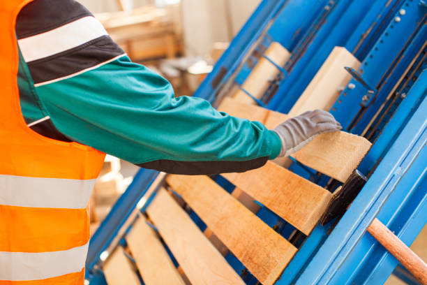 istock Control switch on toggle as a part of machinery at woodwork factory 1313373498