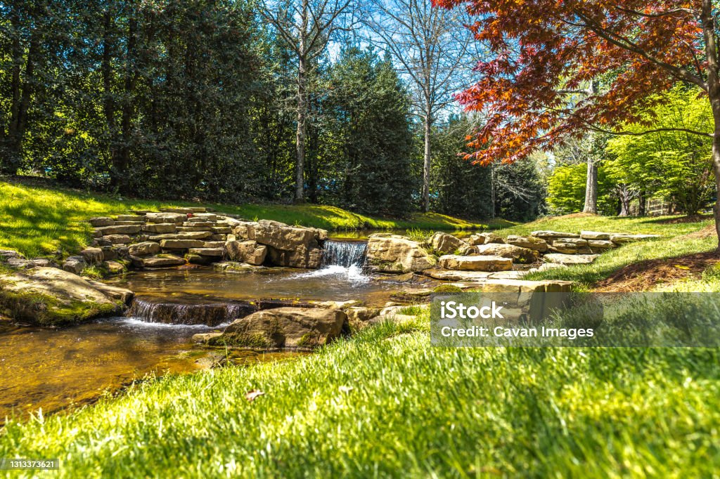 Little river in the middle of a forest Little river in the middle of a forest in Woodstock, GA, United States Georgia - US State Stock Photo