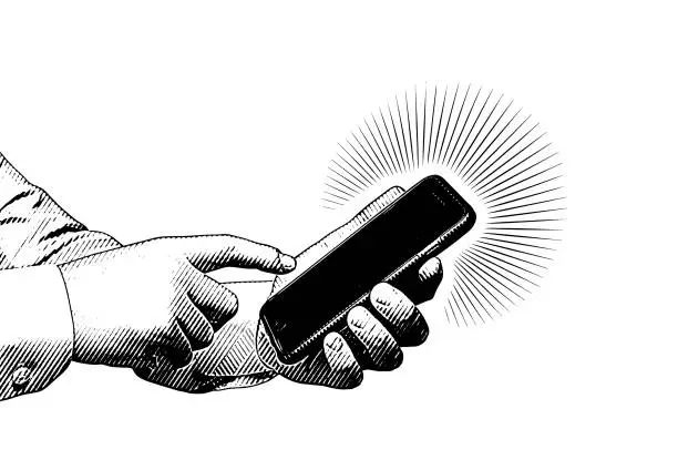 Vector illustration of Vector illustration of hands texting on smart phone