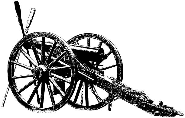 American Civil war era cannon illustration Vector illustration of a realistic American Civil war era cannon in black on white background civil war stock illustrations