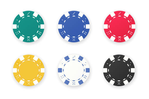 istock Set of gambling game like poker dice or roulette chips 1313380085