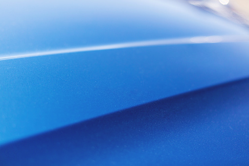 Metallic Surface Texture In Western Colorado Blue Automobile Hood Photo Series (Shot with Canon 5DS 50.6mp photos professionally retouched - Lightroom / Photoshop - original size 5792 x 8688 downsampled as needed for clarity and select focus used for dramatic effect)