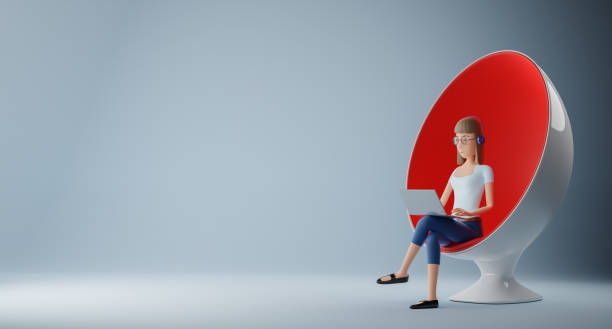 istock Businesswoman characters sitting in an egg chair 1313389727