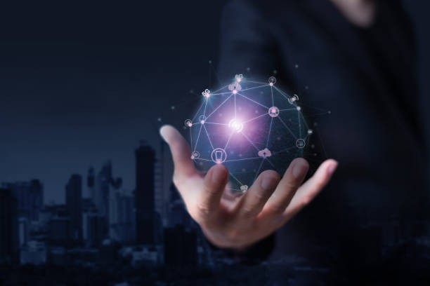 istock Hand holding virtual global connection with 5G technology. Global network connection and future technology concept. High-speed internet. Wireless system for internet of thing. 1313400441