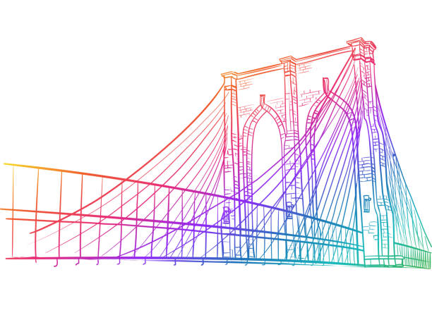 Brooklyn Bridge Rainbow Stock Illustration - Download Image Now - Bridge -  Built Structure, Sketch, Brick - iStock