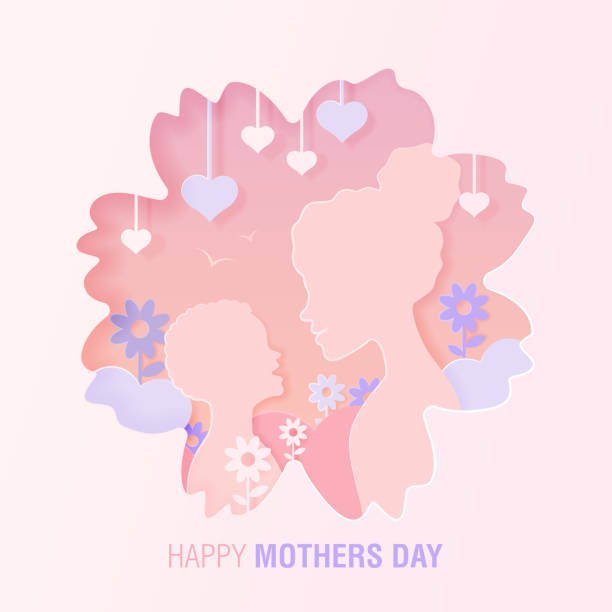 istock Happy mothers day paper cut vector illustration greeting card 1313402972