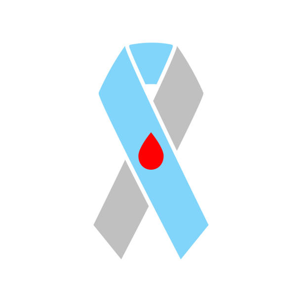 Gray-blue awareness ribbon with blood drop vector art illustration
