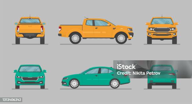 Front Or Rear View Сar From Different Sides Side View Front View Back View Top View Stock ...