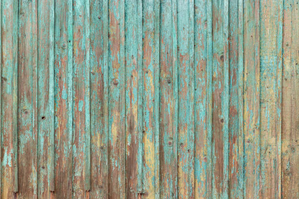 istock Blue Painted Wooden Peeling Off Fence. 1313406537
