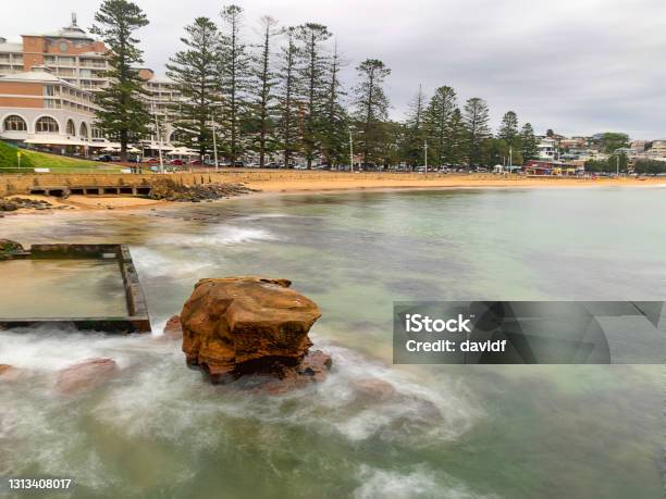 Blurred Water With The Ocean Pool At Terrigal Nsw Stock Photo - Download Image Now - Australia, Beach, Beauty In Nature