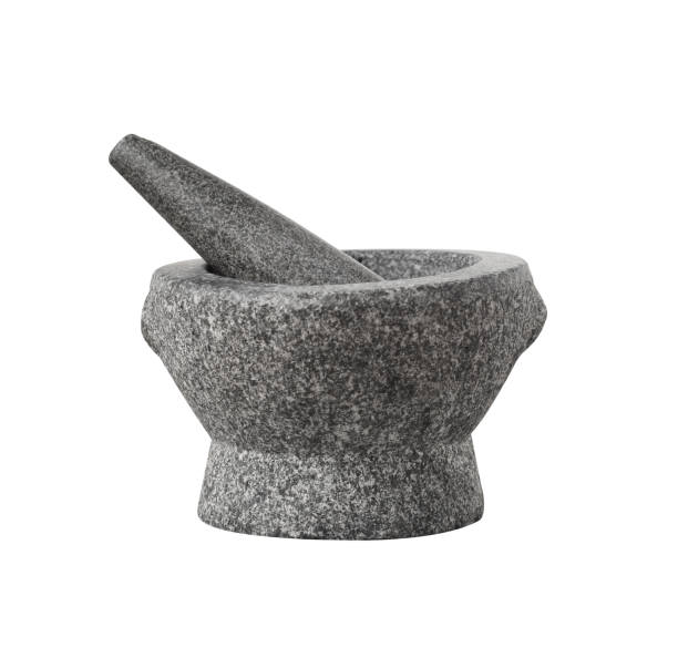 istock Asian stone mortar and pestle for cooking curry paste isolated on white background 1313412740