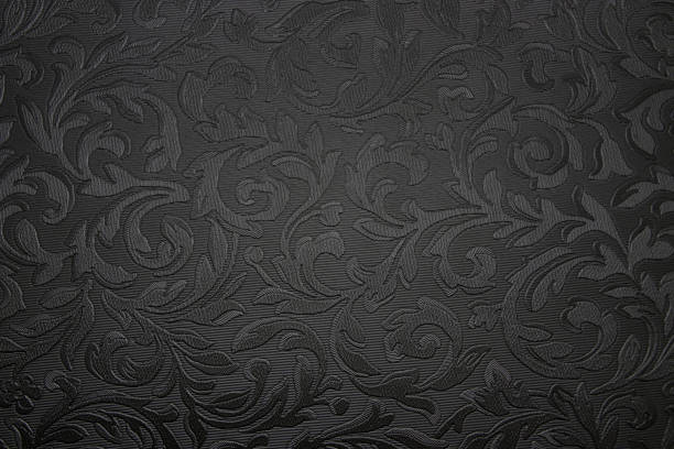 elegante fondo floral floral negro | exquisita textura floral negra de doble tono - encaje fotografías e imágenes de stock